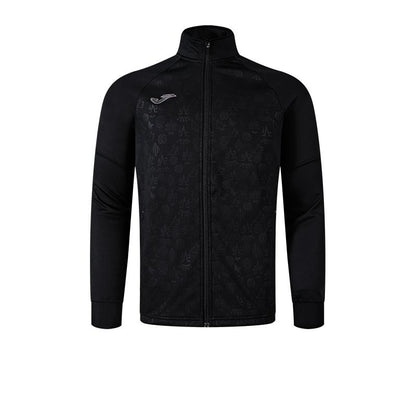 Knitted long-sleeved zipper shirt [black]