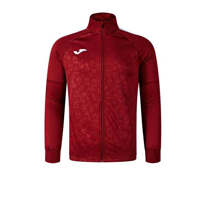 Knitted long-sleeved zipper shirt [burgundy]