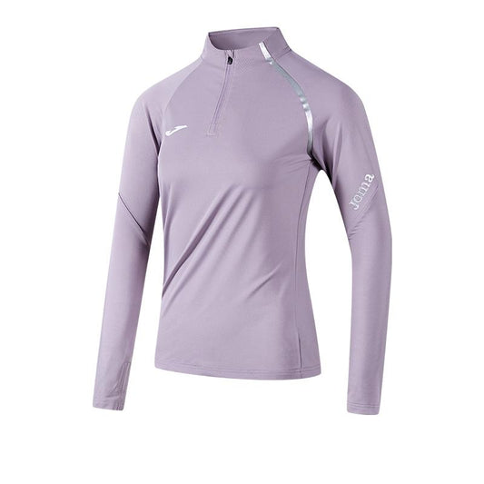 Women's half-zip long training shirt (black/light blue/grey purple)