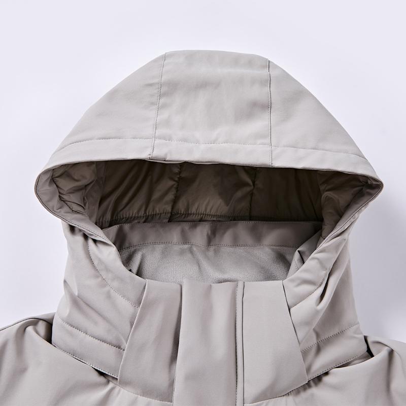 Men's mid-length down jacket (black/light gray)