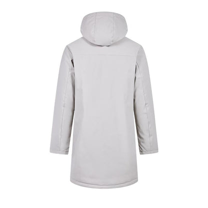 Men's mid-length down jacket (black/light gray)