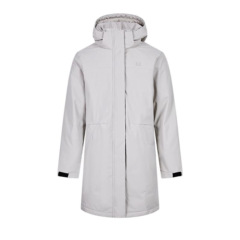 Men's mid-length down jacket (black/light gray)