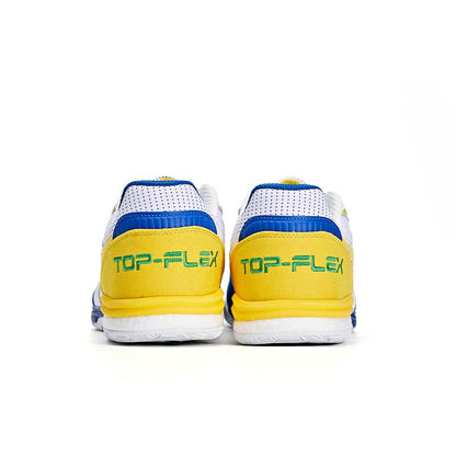 (Ferrão Limited Edition) Futsal Shoes TOP FLEX REBOUND 23 (Stone Ground/Indoor) [White, Yellow and Blue]