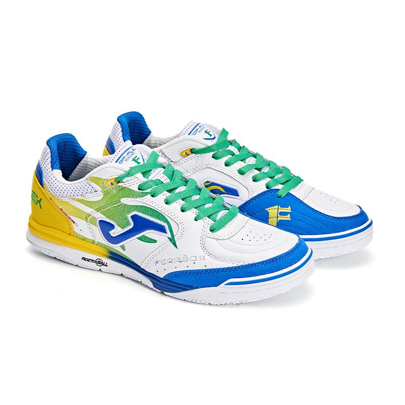 (Ferrão Limited Edition) Futsal Shoes TOP FLEX REBOUND 23 (Stone Ground/Indoor) [White, Yellow and Blue]