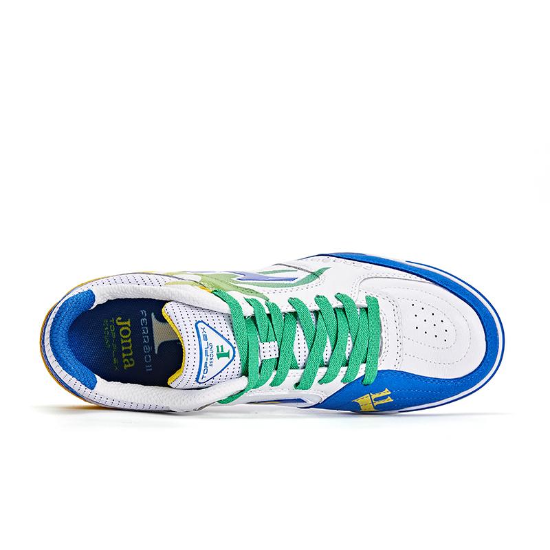 (Ferrão Limited Edition) Futsal Shoes TOP FLEX REBOUND 23 (Stone Ground/Indoor) [White, Yellow and Blue]
