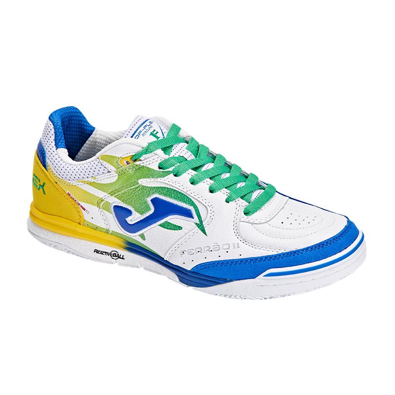 (Ferrão Limited Edition) Futsal Shoes TOP FLEX REBOUND 23 (Stone Ground/Indoor) [White, Yellow and Blue]
