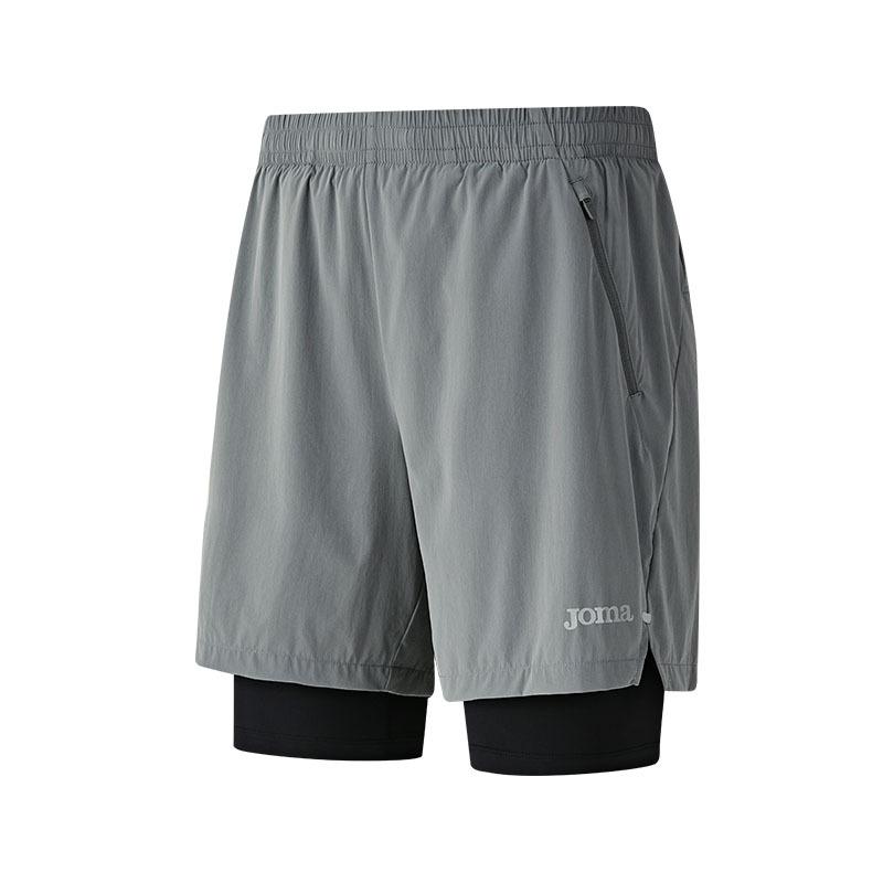Men's Woven Fake 2 Piece Tight Shorts