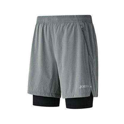 Men's Woven Fake 2 Piece Tight Shorts