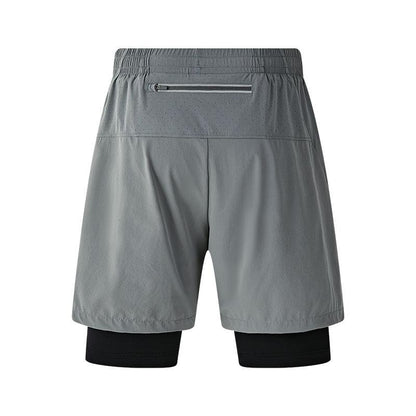 Men's Woven Fake 2 Piece Tight Shorts
