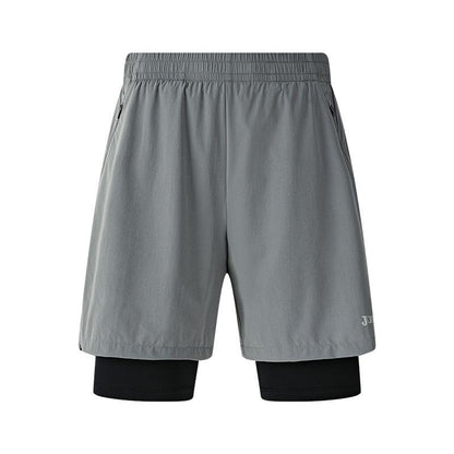 Men's Woven Fake 2 Piece Tight Shorts