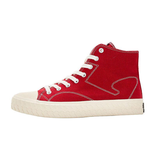 Men's and women's high-top classic casual canvas shoes [burgundy]