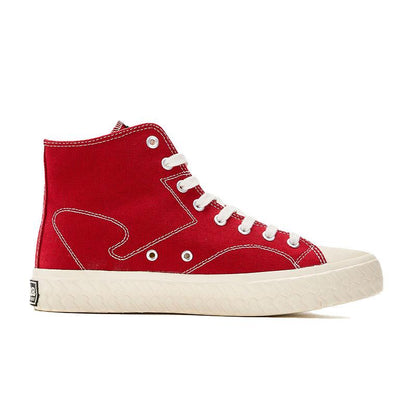 Men's and women's high-top classic casual canvas shoes [burgundy]