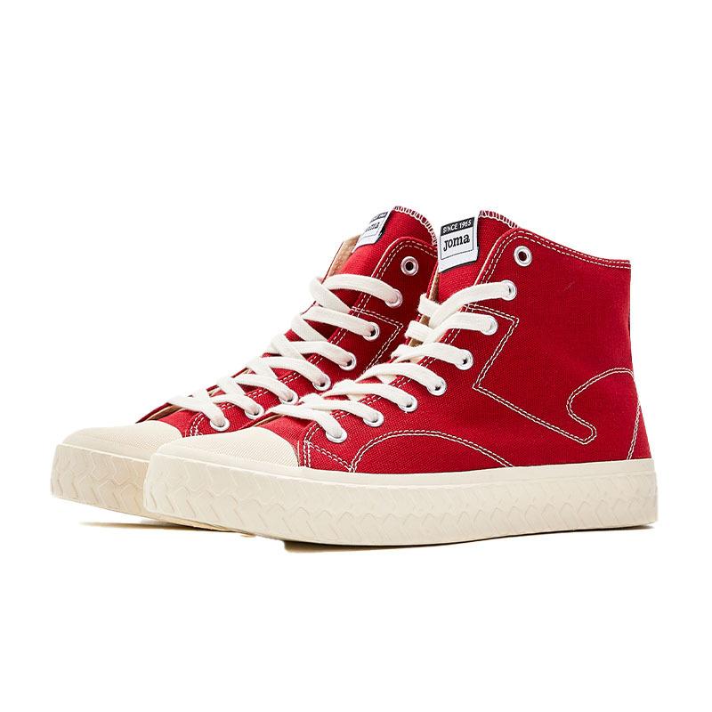 Men's and women's high-top classic casual canvas shoes [burgundy]