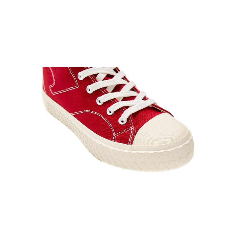 Men's and women's high-top classic casual canvas shoes [burgundy]