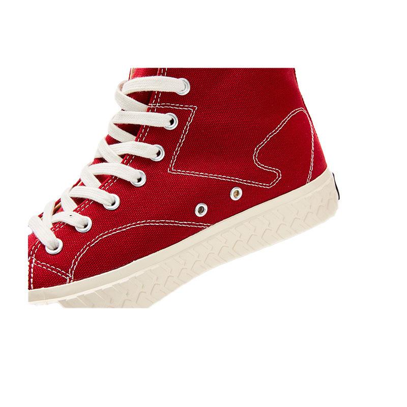 Men's and women's high-top classic casual canvas shoes [burgundy]