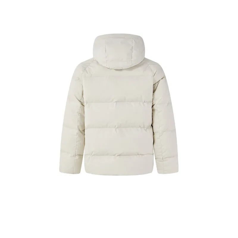 Men's short long-sleeved down jacket [black/navy blue/beige gray]