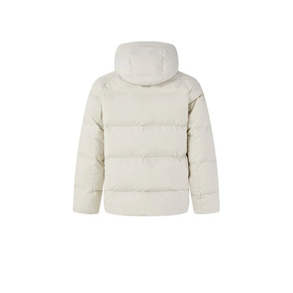 Men's short long-sleeved down jacket [black/navy blue/beige gray]