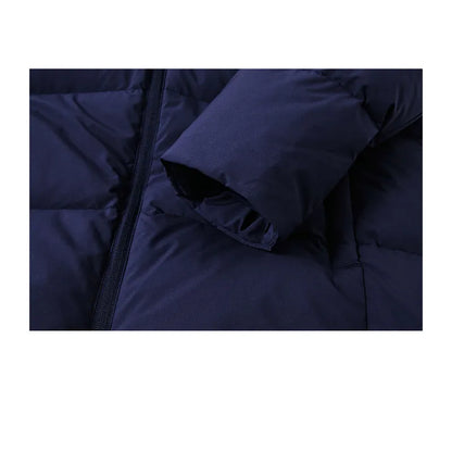 Men's short long-sleeved down jacket [black/navy blue/beige gray]