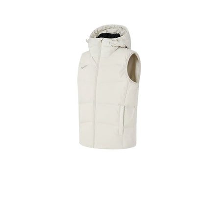 Men's Hooded Down Vest ~ Comprehensive Sports Series [Beige/Navy Blue/Black]
