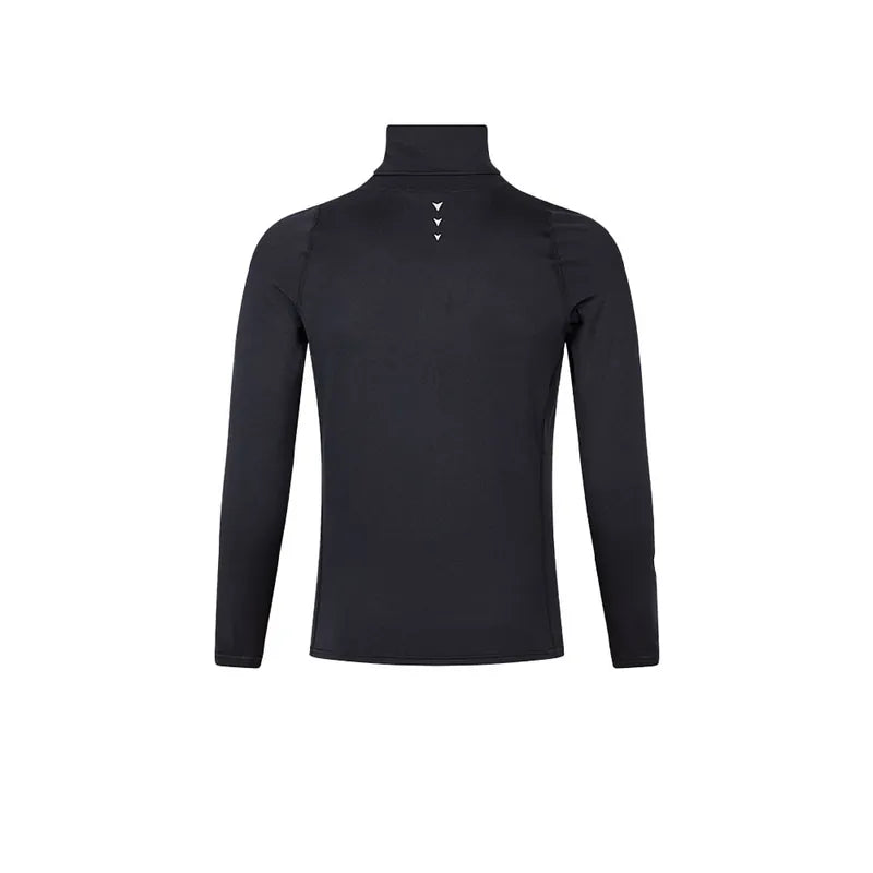 Men's turtleneck velvet tight long-sleeved shirt [black]