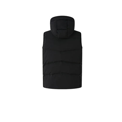 Men's Hooded Down Vest ~ Comprehensive Sports Series [Beige/Navy Blue/Black]