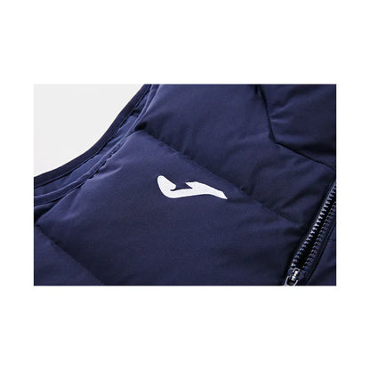 Men's Hooded Down Vest ~ Comprehensive Sports Series [Beige/Navy Blue/Black]