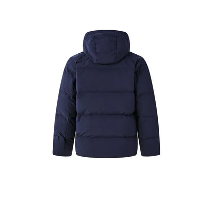 Men's short long-sleeved down jacket [black/navy blue/beige gray]
