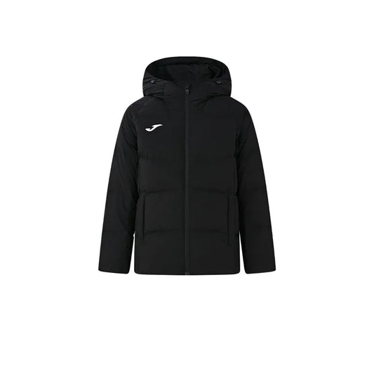 Children's short long-sleeved down jacket [black/navy blue]