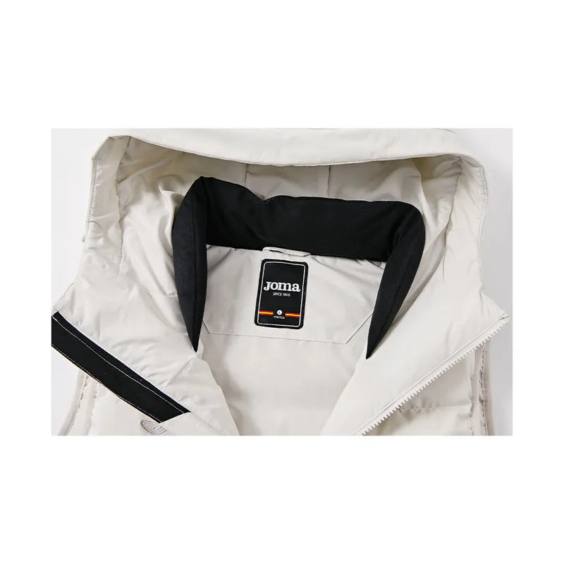 Men's Hooded Down Vest ~ Comprehensive Sports Series [Beige/Navy Blue/Black]
