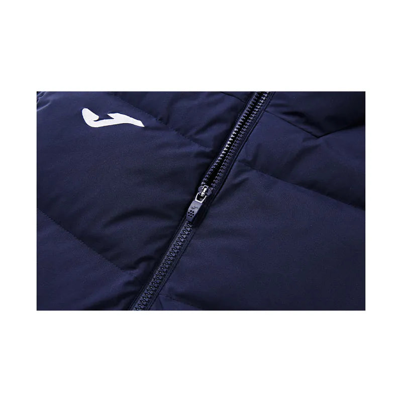 Men's Hooded Down Vest ~ Comprehensive Sports Series [Beige/Navy Blue/Black]