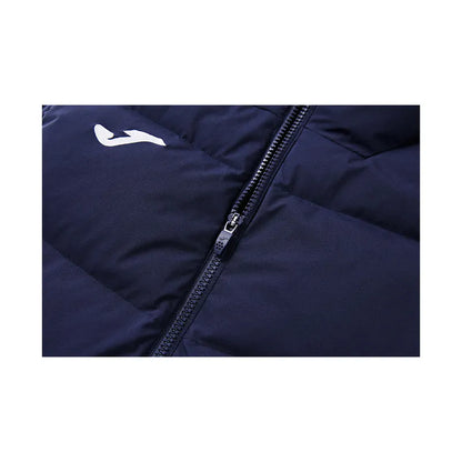 Men's Hooded Down Vest ~ Comprehensive Sports Series [Beige/Navy Blue/Black]