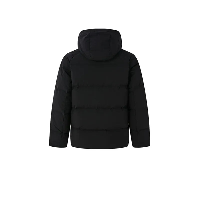 Men's short long-sleeved down jacket [black/navy blue/beige gray]
