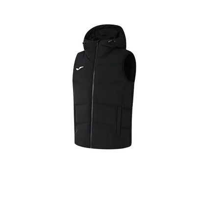 Men's Hooded Down Vest ~ Comprehensive Sports Series [Beige/Navy Blue/Black]